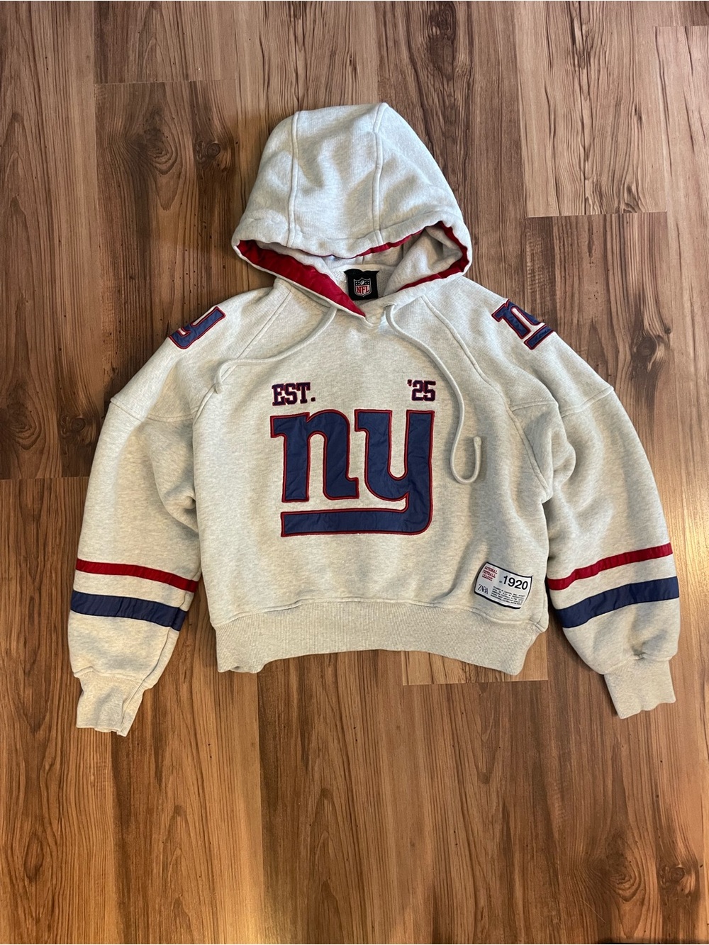 Zara x NFL New York Giants Oversized Hoodie Gray Marl 100% Cotton Medium